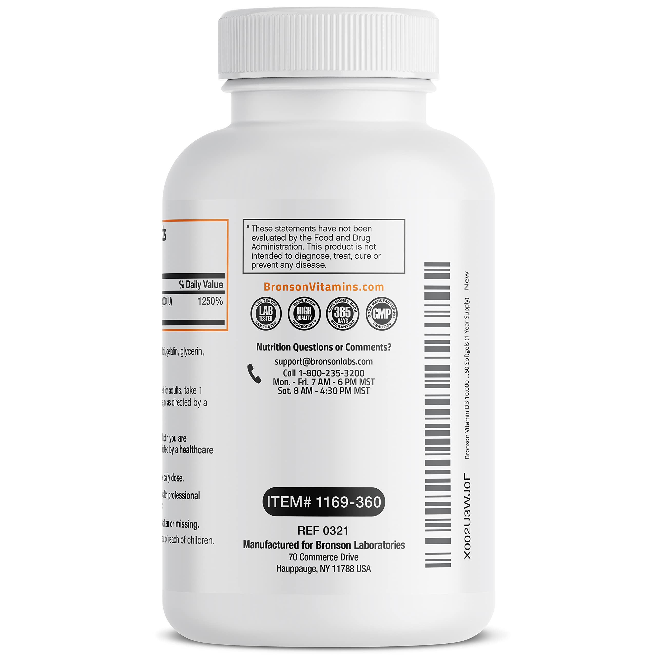 Foto 7 | Suplemento Bronson De Vitamina D3 De 10.000 Ui (250 Mcg) De Alta Potencia - Venta Internacional.