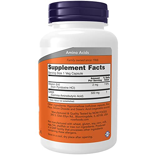 Foto 3 pulgar | Suplemento Now Gaba (ácido Gamma-aminobutírico) 500 Mg + B-6 10 - Venta Internacional.