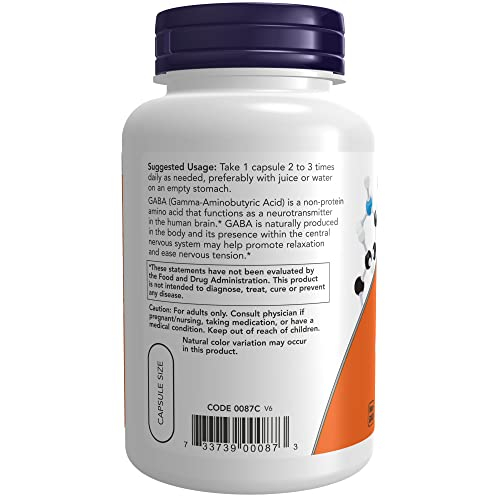 Foto 4 pulgar | Suplemento Now Gaba (ácido Gamma-aminobutírico) 500 Mg + B-6 10 - Venta Internacional.