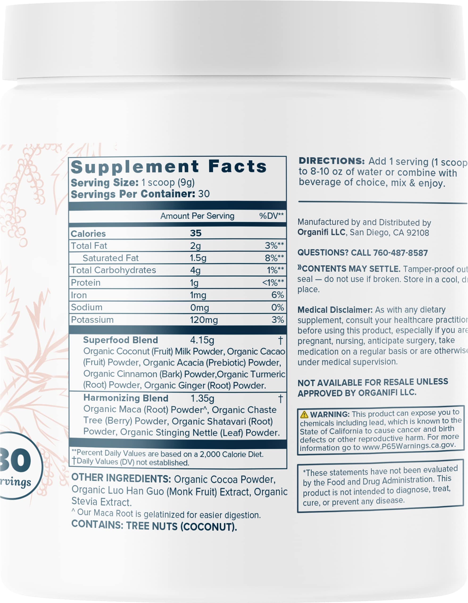 Foto 3 pulgar | Suplemento Organifi Harmony Hormone Balance Women Cacao - Venta Internacional.