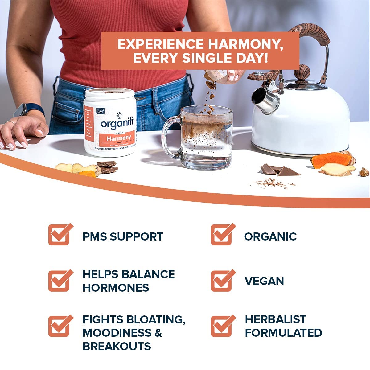 Foto 5 pulgar | Suplemento Organifi Harmony Hormone Balance Women Cacao - Venta Internacional.