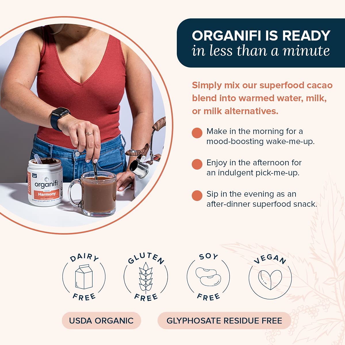 Foto 7 pulgar | Suplemento Organifi Harmony Hormone Balance Women Cacao - Venta Internacional.