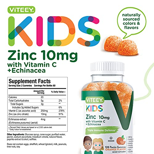 Foto 5 pulgar | Gomitas Viteey Zinc de 10 mg con Vitamina C y Equinácea X1 - Venta Internacional