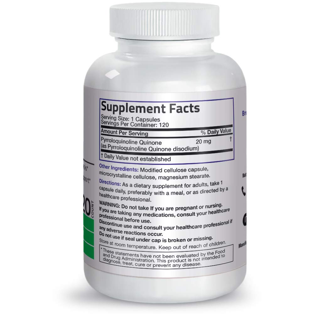 Foto 3 pulgar | Suplemento Bronson Pqq Vitality De 20 Mg De Piroloquinolina Quinona - Venta Internacional.