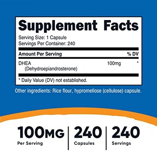 Foto 2 | Suplemento Nutricost Dhea 100 Mg 240 Cápsulas Sin Gluten - Venta Internacional.