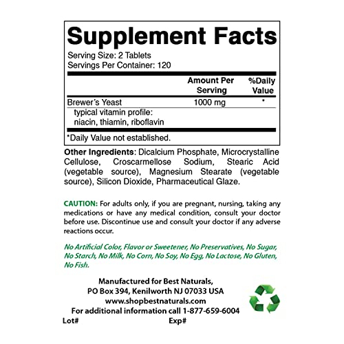 Foto 3 pulgar | Suplemento Best Naturals Brewers Yeast 500 Mg Con Vitaminas 240 - Venta Internacional.