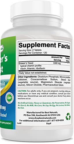 Foto 6 pulgar | Suplemento Best Naturals Brewers Yeast 500 Mg Con Vitaminas 240 - Venta Internacional.