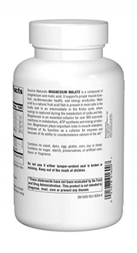 Foto 3 pulgar | Supplement Source Naturals Malato De Magnesio 200 Cápsulas - Venta Internacional.