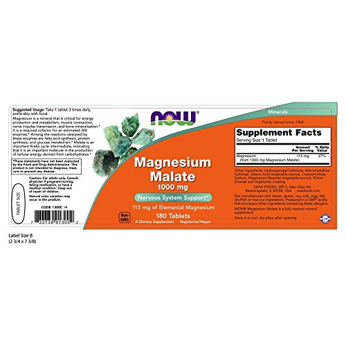 Foto 3 pulgar | Supplemento Now Foods Malato de Magnesio 1000 mg 180 Comprimidos X2 - Venta Internacional