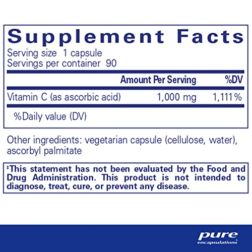 Foto 3 pulgar | Suplemento De Vitamina C, Encapsulaciones Puras, Ácido Ascórbico 90 Ca - Venta Internacional.