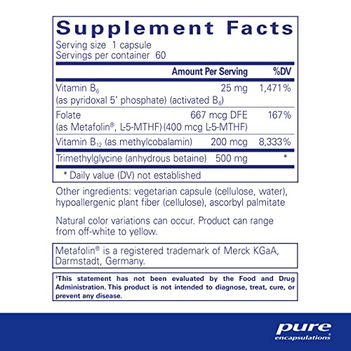 Foto 3 pulgar | Supplement Pure Encapsulations Homocysteine Factors 60 Cápsulas - Venta Internacional.