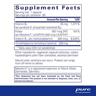 Foto 2 | Supplement Pure Encapsulations Homocysteine Factors 60 Cápsulas - Venta Internacional.