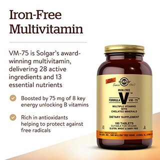 Foto 3 | Suplemento Multivitamínico Solgar Formula Vm-75 180 Comprimidos - Venta Internacional.