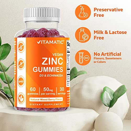 Foto 4 pulgar | Gomitas Vitamatic Zinc 50 Mg Para Adultos, 60 Gomitas Veganas X2 - Venta Internacional.