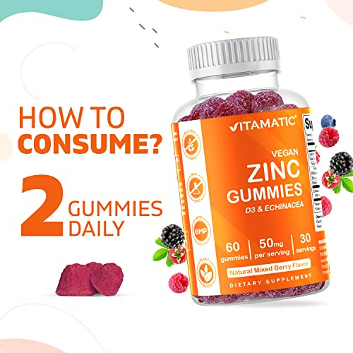 Foto 5 pulgar | Gomitas Vitamatic Zinc 50 Mg Para Adultos, 60 Gomitas Veganas X2 - Venta Internacional.