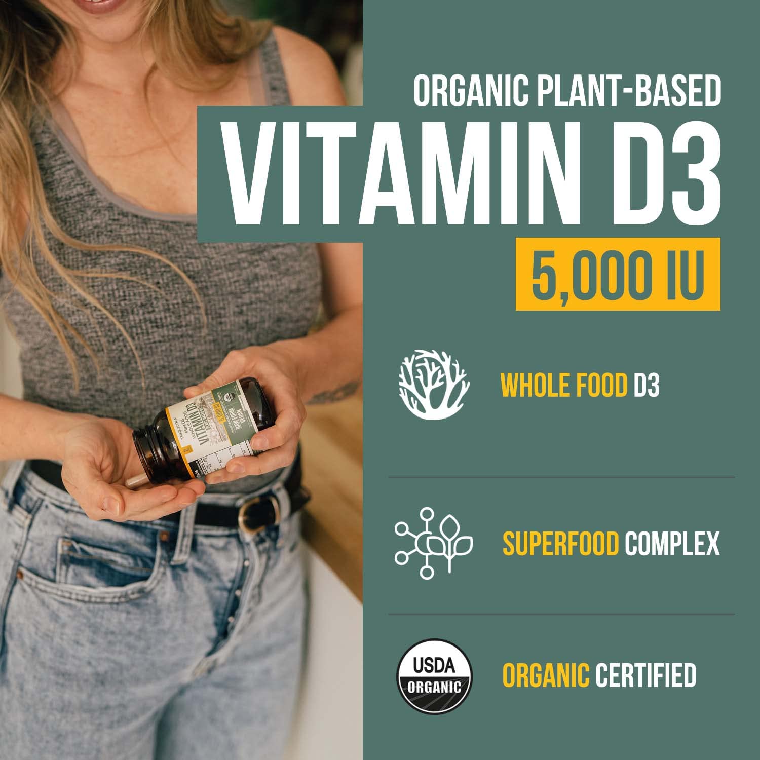 Foto 2 | Suplemento De Vitamina D3 Orgánica Triquetra Health 5,000 Ui - Venta Internacional.