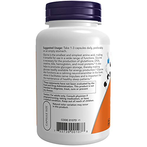 Foto 4 pulgar | Supplement Now Glicina De 1000 Mg En Forma Libre, 100 Cápsulas Vegetarianas - Venta Internacional.