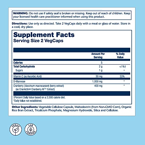 Foto 3 pulgar | Suplemento De D-manosa De Solaray Con Cranactin Y Arándano 400 Mg - Venta Internacional.