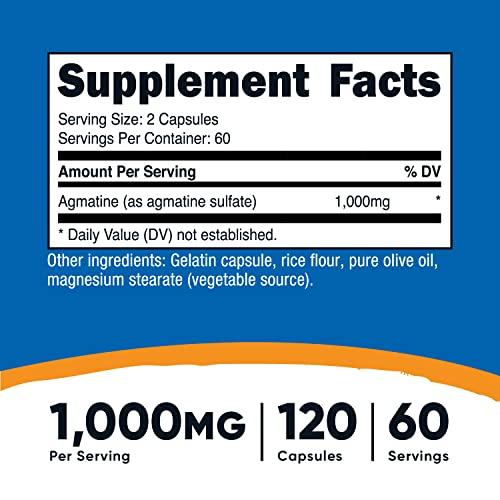 Foto 3 pulgar | Suplemento Nutricost Sulfato De Agmatina 1000 Mg 120 Cápsulas - Venta Internacional.