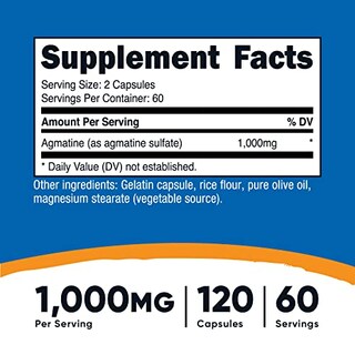 Foto 2 | Suplemento Nutricost Sulfato De Agmatina 1000 Mg 120 Cápsulas - Venta Internacional.