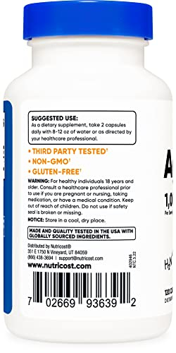 Foto 4 pulgar | Suplemento Nutricost Sulfato De Agmatina 1000 Mg 120 Cápsulas - Venta Internacional.