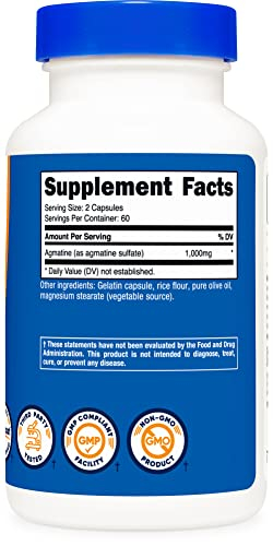 Foto 4 | Suplemento Nutricost Sulfato De Agmatina 1000 Mg 120 Cápsulas - Venta Internacional.