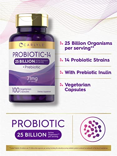 Foto 4 pulgar | Suplemento Probiótico Carlyle Probiotic-14 25 Mil Millones De Cfu 100 - Venta Internacional.