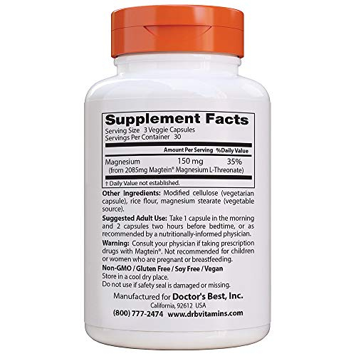 Foto 3 pulgar | Suplemento Doctor's Best Brain Magnesium 90 Cápsulas Vegetales - Venta Internacional.