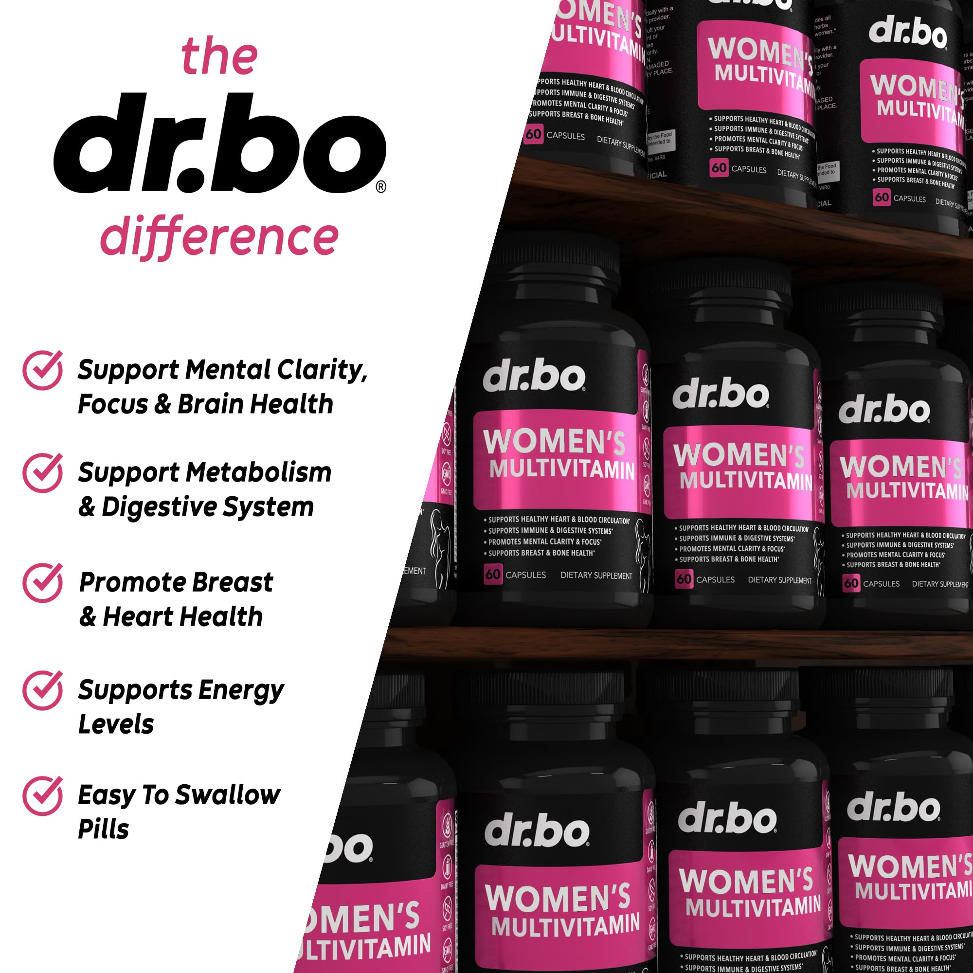 Foto 5 pulgar | Multivitamínico Dr. Bo Natural Para La Salud Diaria Para Mujeres - Venta Internacional.