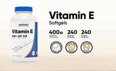 Foto 3 | Suplemento Nutricost De Vitamina E, 400 Ui, 240 Cápsulas De Gelatina Blanda - Venta Internacional.