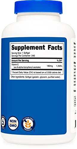 Foto 7 pulgar | Suplemento Nutricost De Vitamina E, 400 Ui, 240 Cápsulas De Gelatina Blanda - Venta Internacional.