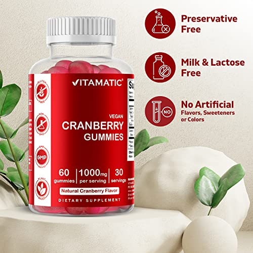 Foto 4 pulgar | Gomitas Veganas De Arándano Supplement Vitamatic, 1000 Mg, 60 Unidades - Venta Internacional.
