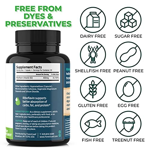 Foto 7 pulgar | Suplemento Forestleaf De Vitamina B2 Y Riboflavina, 400 Mg, 90 Cápsulas - Venta Internacional.