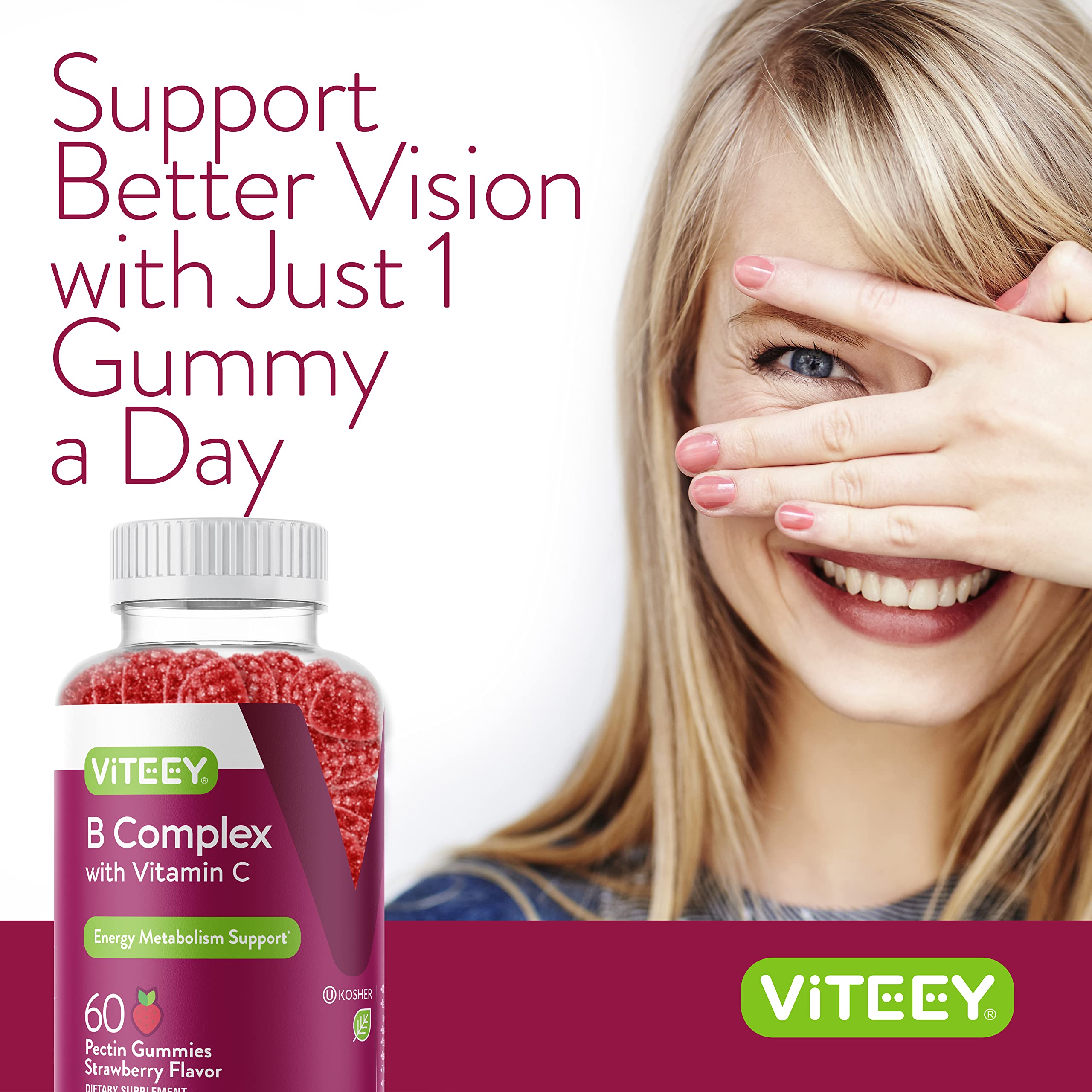 Foto 7 pulgar | Gummies Viteey Con Complejo De Vitamina B Y Vitamina C, Suministro De 1 Mes - Venta Internacional.