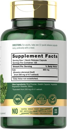 Foto 3 pulgar | Suplemento De Extracto De Col Rizada De Carlyle 800 Mg 120 Cápsulas - Venta Internacional.