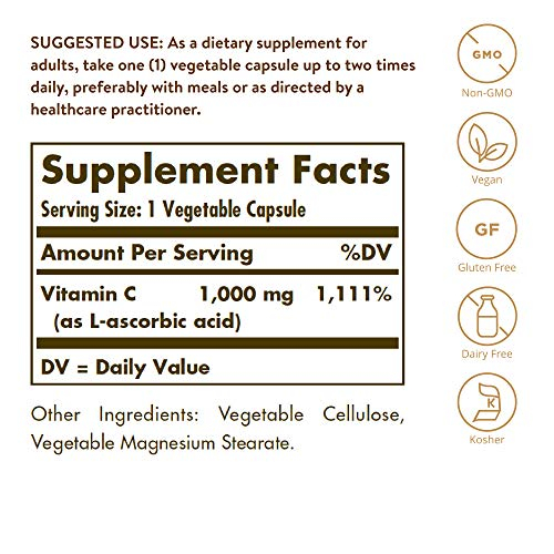 Foto 3 pulgar | Suplemento Solgar De Vitamina C 1000 Mg, 100 Cápsulas Vegetales - Venta Internacional.