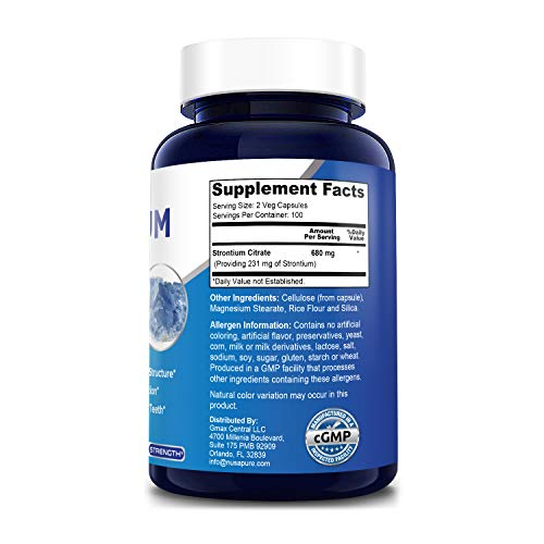 Foto 3 pulgar | Suplemento Nusapure Strontium 680 Mg 200 Cápsulas Vegetarianas - Venta Internacional.
