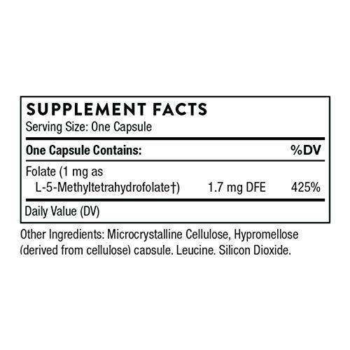Foto 3 pulgar | Suplemento Thorne Research 5-mthf, 1 Mg De Folato, 60 Cápsulas - Venta Internacional.
