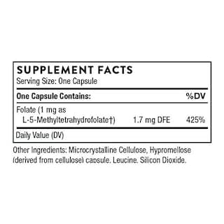 Foto 2 | Suplemento Thorne Research 5-mthf, 1 Mg De Folato, 60 Cápsulas - Venta Internacional.