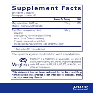 Foto 2 | Suplemento Pure Encapsulations Cognimag 120 Cápsulas - Venta Internacional.