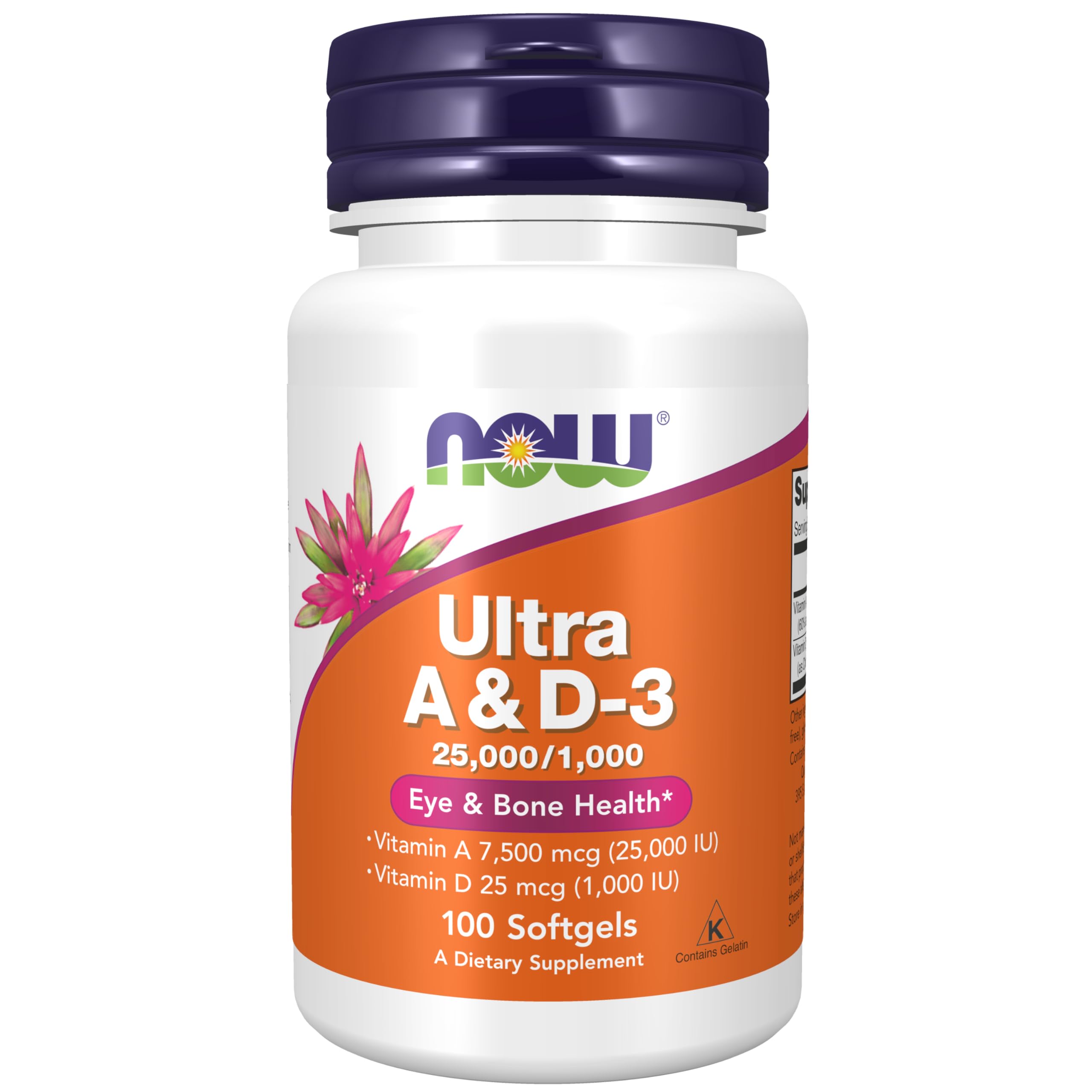 Suplemento Now De Vitamina A Y D3, 25 000/1000 Ui, 100 Cápsulas Blandas - Venta Internacional.