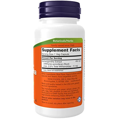 Foto 3 pulgar | Suplemento Now Ashwagandha (withania Somnifera) 450 Mg 90 Cápsulas - Venta Internacional.
