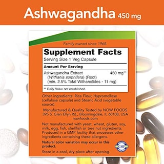 Foto 4 | Suplemento Now Ashwagandha (withania Somnifera) 450 Mg 90 Cápsulas - Venta Internacional.