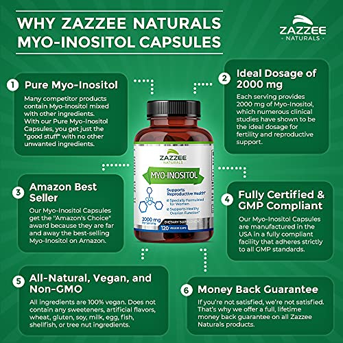 Foto 7 pulgar | Suplemento Zazzee Myo-inositol 120 Cápsulas 2000 Mg - Venta Internacional.