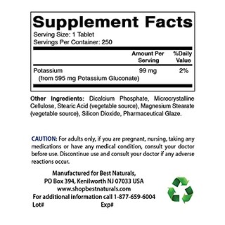 Foto 2 | Suplemento De Gluconato De Potasio Best Naturals 595 Mg 250 Table - Venta Internacional.