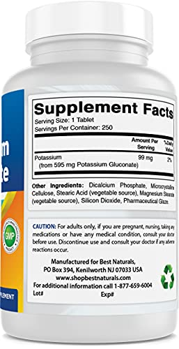 Foto 6 pulgar | Suplemento De Gluconato De Potasio Best Naturals 595 Mg 250 Table - Venta Internacional.