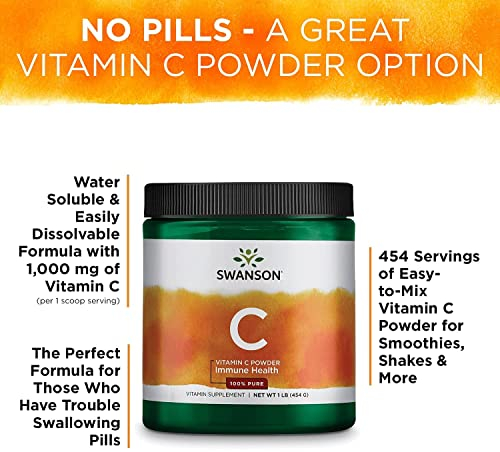 Foto 5 | Vitamina C En Polvo Swanson, Ácido Ascórbico 100% Puro, 454 G - Venta Internacional.
