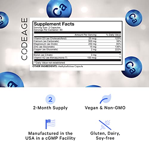Foto 3 pulgar | Suplemento Codeage Calcium 500 Mg Con Magnesio, Zinc Y Cobre B - Venta Internacional.