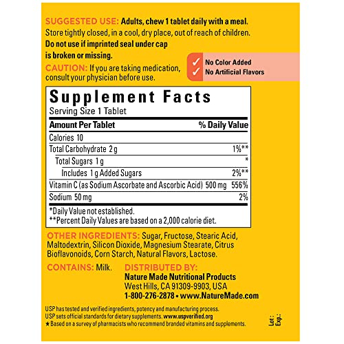 Foto 7 pulgar | Suplemento De Vitamina C Masticable Nature Made, 500 Mg, 150 Tabletas - Venta Internacional.