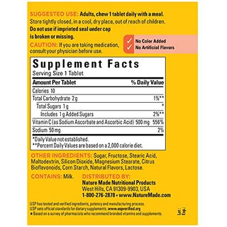 Foto 6 | Suplemento De Vitamina C Masticable Nature Made, 500 Mg, 150 Tabletas - Venta Internacional.